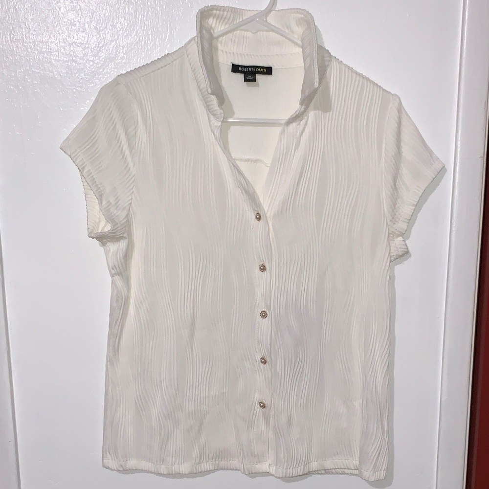 Robert Louis Cream Short-Sleeve Button-Front Blouse